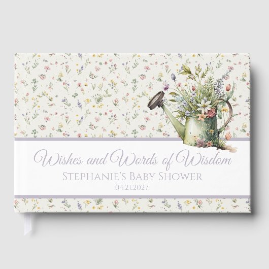 Baby Shower Guest Book - Rustic Floral Wishes Gastenboek (Voorkant)