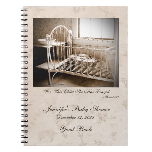 Baby shower Guest Book,  Wieg Notitieboek (Voorkant)