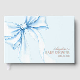 Baby shower Guest Books with a blue watercolor bow Gastenboek