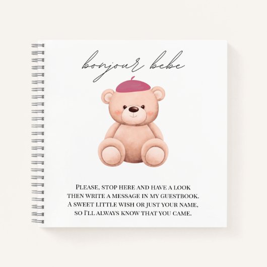 Baby shower Guestbook Bonjour Bebe Frans Notitiebo Notitieboek (Voorkant)
