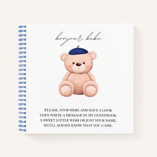 Baby shower Guestbook Bonjour Bebe French Notitieboek (Voorkant)