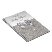 baby shower Guestbook Faux Silver Sequins en Bow Notitieboek (Rechterzijde)