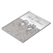 baby shower Guestbook Faux Silver Sequins en Bow Notitieboek (Linkerzijde)