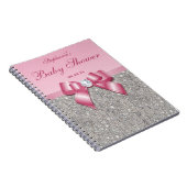 baby shower Guestbook Silver Sequins Pink Bow Notitieboek (Rechterzijde)
