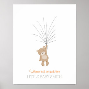 Baby shower guestbook Teddy Bear oranje Poster