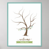 Baby Shower Guestbook Tree (Blue) - 11x14 Poster (Voorkant)