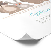 Baby shower guestbook vingerafdruk bosbos blauw poster (Hoek)