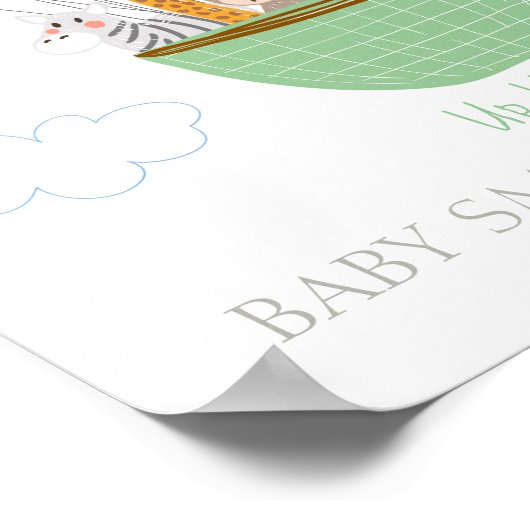 Baby shower guestbook vingerafdrukken safari Green Poster (Hoek)