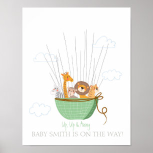 Baby shower guestbook vingerafdrukken safari Green Poster