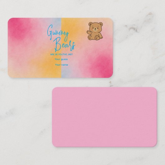 Baby shower Gummy Beer Game – Pastelontwerp Informatiekaartje (Voorkant / Achterkant)