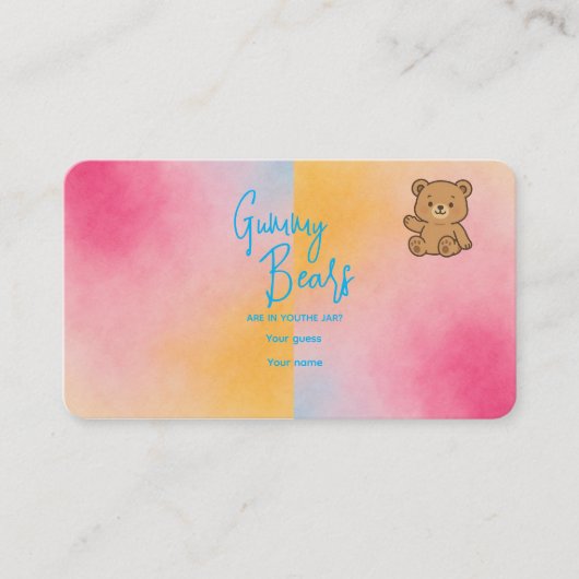 Baby shower Gummy Beer Game – Pastelontwerp Informatiekaartje (Voorkant)