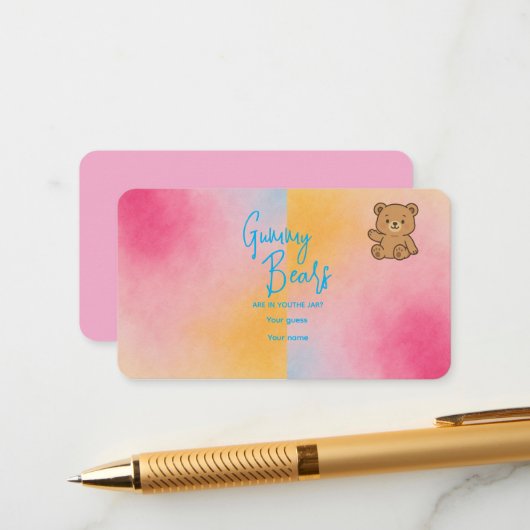 Baby shower Gummy Beer Game – Pastelontwerp Informatiekaartje (Voorkant / Achterkant in situ)
