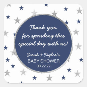 Baby shower gunst, marinessterren vierkante sticker