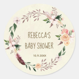 baby shower gunst stickers boho bloemveer