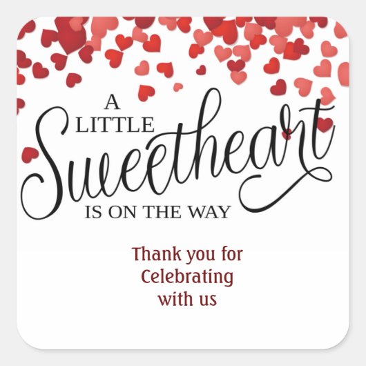 BABY SHOWER gunst stickers|Hartjes|Lieverd Vierkante Sticker (Voorkant)