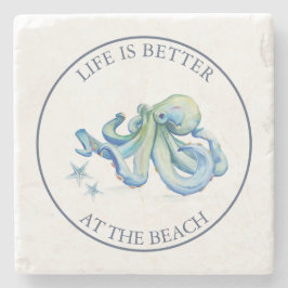 Baby shower gunsten strand blauwe octopus stenen onderzetter