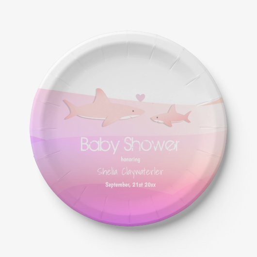 baby shower haairoze oceaankalk onder Zee Papieren Bordje (Voorkant)