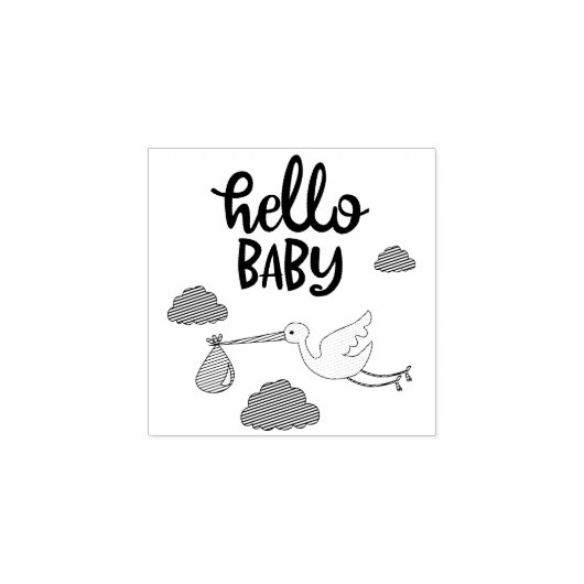 Baby shower Hallo nieuwe familie Rubberstempel (Afrduk)