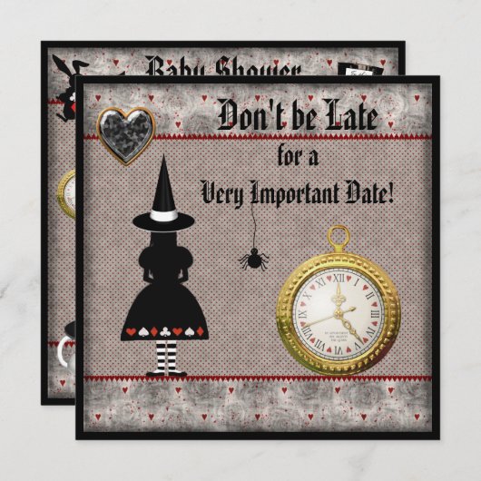 baby shower Halloween Alice in Wonderland Invites Kaart (Voorkant / Achterkant)