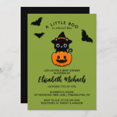 BABY SHOWER | Halloween Cute Cat Witch Notitiekaartje (Voorkant / Achterkant)