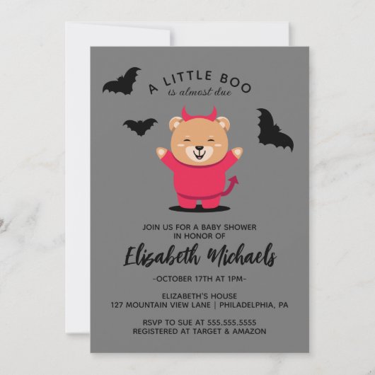 BABY SHOWER | Halloween Cute Lil' Beer Devil Notitiekaartje (Voorkant)