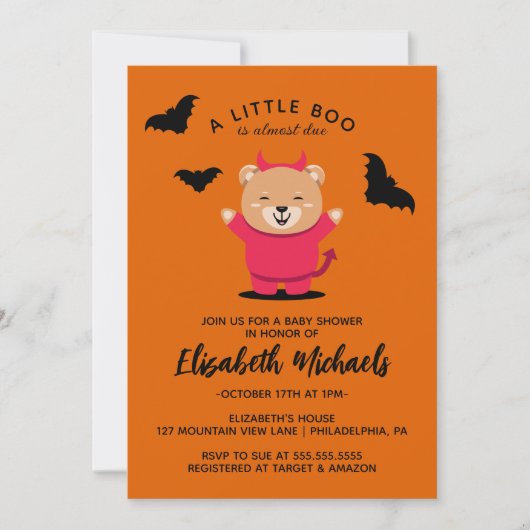 BABY SHOWER | Halloween Cute Lil' Beer Devil Notitiekaartje (Voorkant)