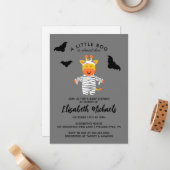 BABY SHOWER | Halloween Cute Mummy Giraffe Notitiekaartje (Voorkant / Achterkant in situ)