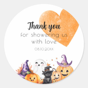 Baby shower Halloween Dank u Ronde Sticker