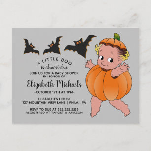 BABY SHOWER HALLOWEEN Een kleine boe is verschul Briefkaart