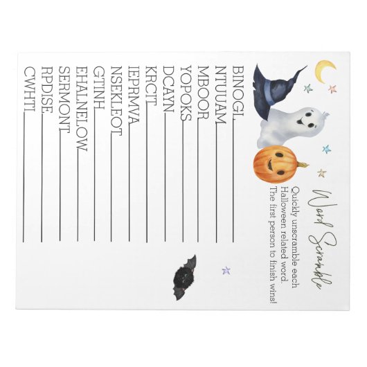 Baby shower - Halloween Ghost Word-cramble-laptop Notitieblok (Voorkant)