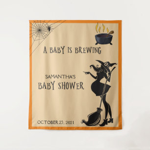 Baby Shower Halloween Heks Foto Achtergrond Wandkleed