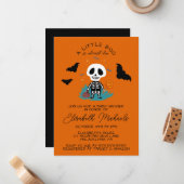 BABY SHOWER | Halloween Lil' Boo Skeleton Notitiekaartje (Voorkant / Achterkant in situ)
