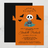 BABY SHOWER | Halloween Lil' Boo Skeleton Notitiekaartje (Voorkant / Achterkant)