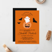 BABY SHOWER | Halloween Lil'Boo Ghost Notitiekaartje (Voorkant / Achterkant in situ)