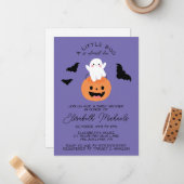 BABY SHOWER | Halloween Lil'Boo Ghost Notitiekaartje (Voorkant / Achterkant in situ)