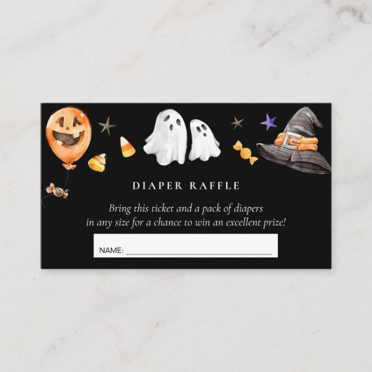Baby shower Halloween Luier Raffle Zwart Informatiekaartje (Voorkant)