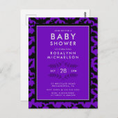 BABY SHOWER | Halloween Paars Bat Pattern Postca Briefkaart (Voorkant / Achterkant)