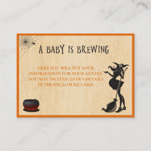 Baby shower Halloween Witch Oktober Informatiekaartje