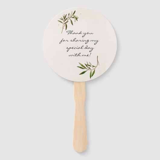 Baby shower Hand Fans Modern Greenery Handwaaier (Achterkant)