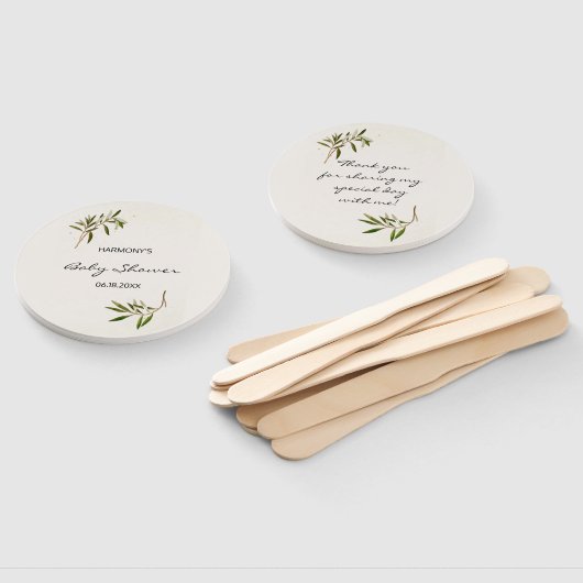 Baby shower Hand Fans Modern Greenery Handwaaier (Niet-gemonteerd)