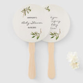 Baby shower Hand Fans Modern Greenery Handwaaier (Voorkant en achterkant)