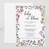 Baby shower hand getekende wildflower uitnodiging (Voorkant / Achterkant)