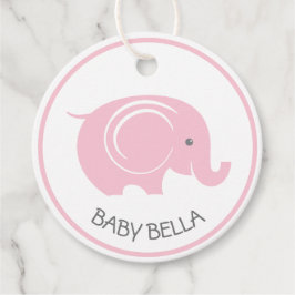 Baby Shower-hanger met olifant voor meisje Bedankjes Labels