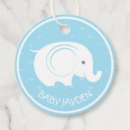 Baby Shower-hangertje met olifant voor jongen Bedankjes Labels