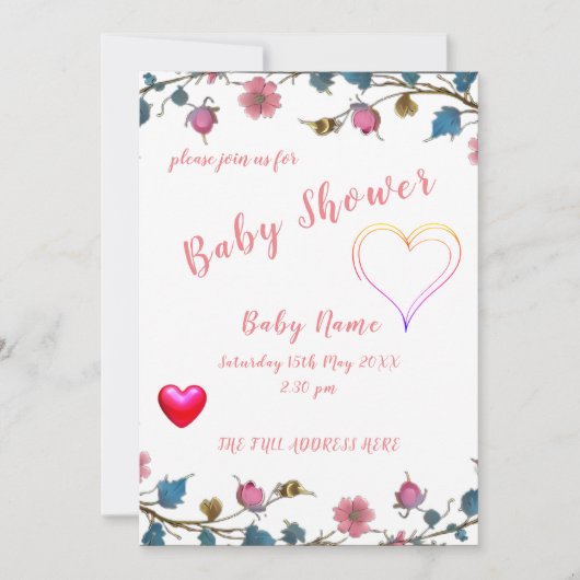 Baby shower hart kaart (Voorkant)