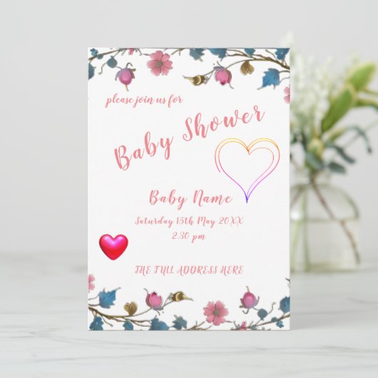 Baby shower hart kaart (Staand voorkant)