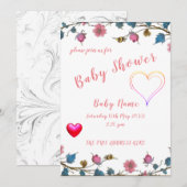 Baby shower hart kaart (Voorkant / Achterkant)