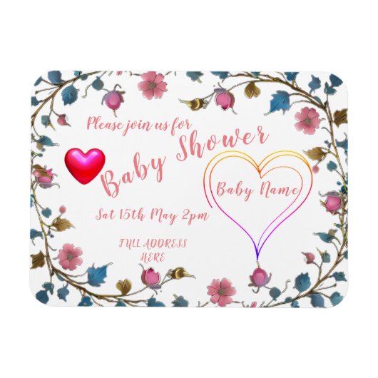 Baby shower hart magneet (Horizontaal)