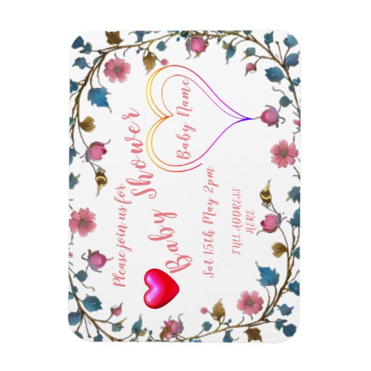 Baby shower hart magneet (Verticaal)