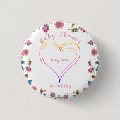 Baby shower hart ronde button 3,2 cm (Voorkant)